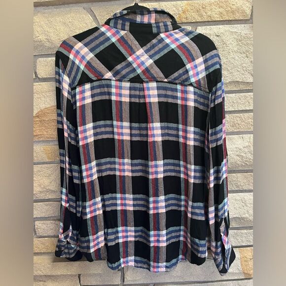 Rails Hunter Melon Aqua & Black Plaid Button Down shirt Large - Picture 3 of 9